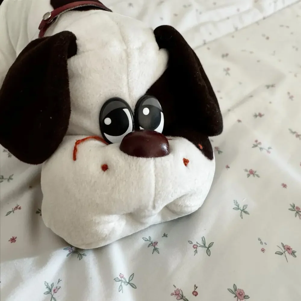 Vintage 1985 Tonka Pound Puppies Large Plush White Brown Spotted Dog